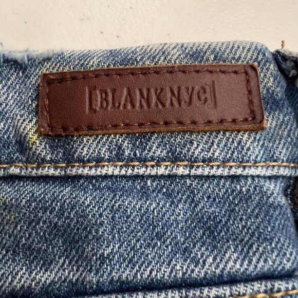 Blank NYC The Barrow Vintage High-Rise Distressed Denim Blue Shorts Women's 29 - Picture 3 of 7